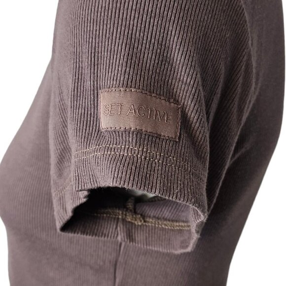 SET Active Women's Ribbed Modal Cropped T-Shirt Size Small - Picture 3 of 6